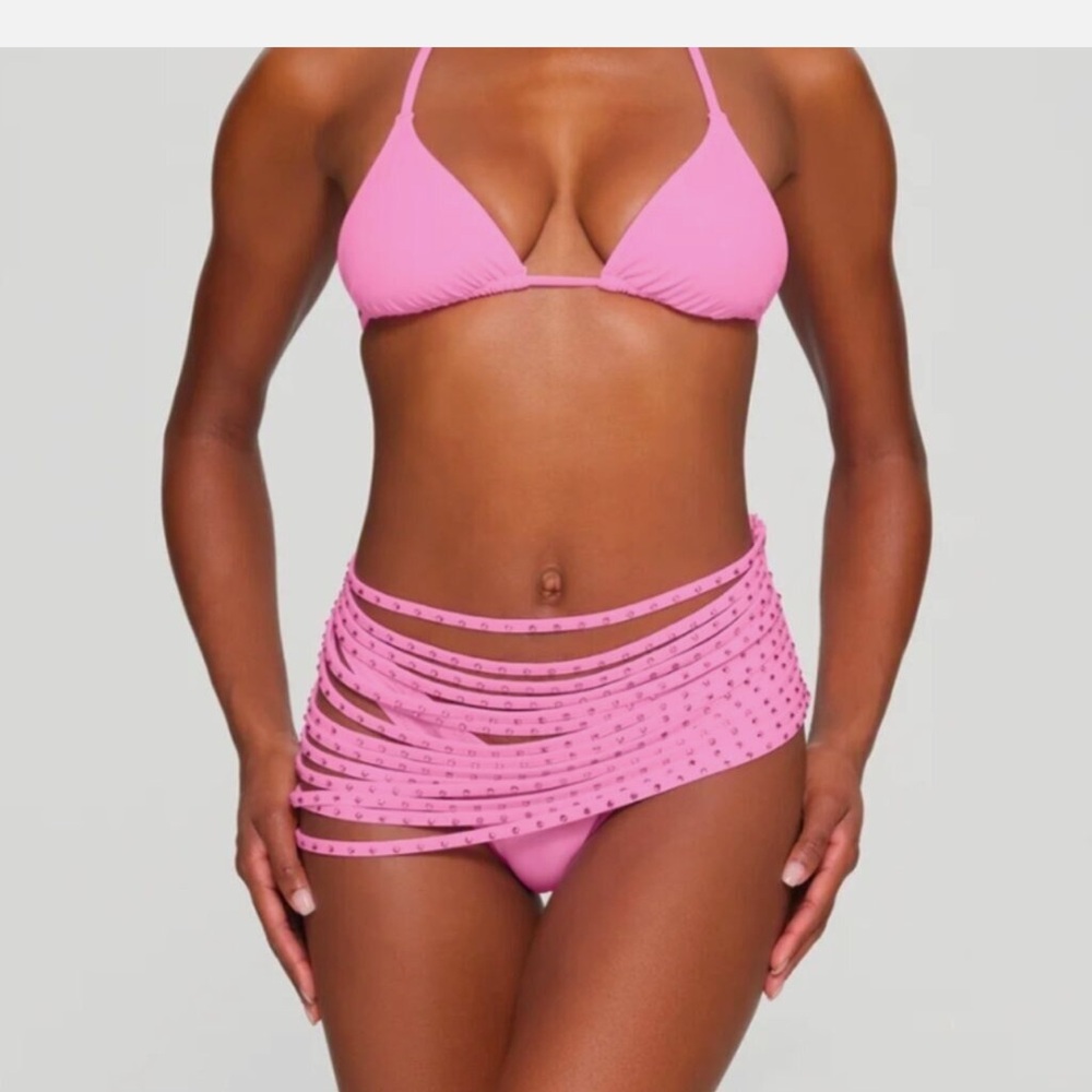 NWT SKIMS RHINESTONE SWIM STRAPPY SKIRT / BATHING SUIT